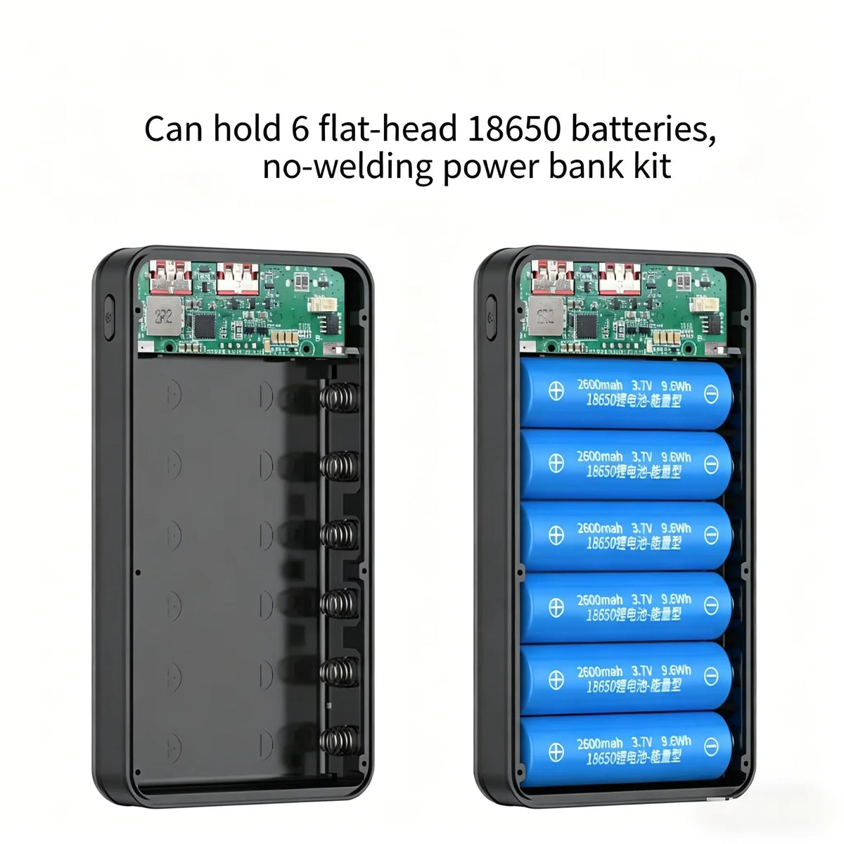 KEBIDUMEI 6-Slot 18650 Power Bank Case – 10W Wireless Charging Power Bank Case Babs