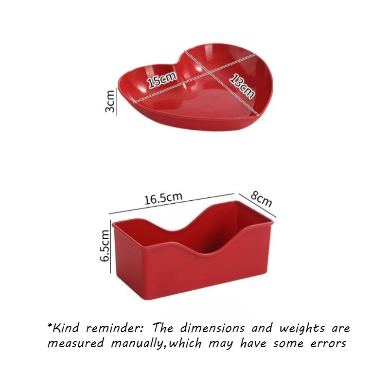Red Heart Shaped Party Plates – Festive Serving Dish Set Serving Plate Set Babs