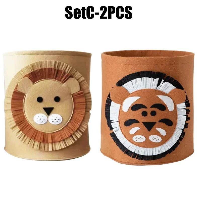 Foldable Cartoon Kids Felt Storage Basket & Toy Organizer Kids Storage Basket Babs SetC-2PCS 35x35CM
