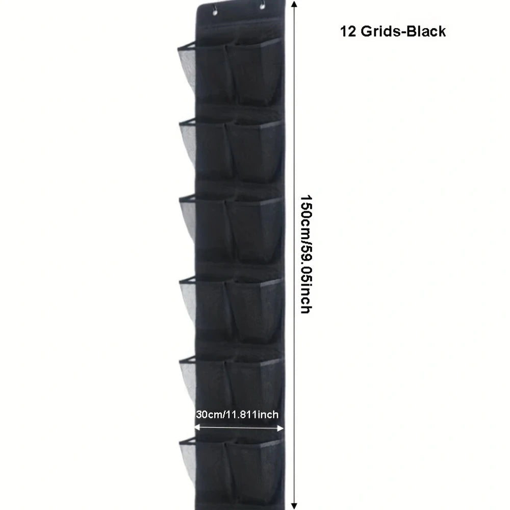 Over Door Shoe Organizer – 24 Large Breathable Mesh Pockets Door Shoe Organizer Babs 12 Grids-Black