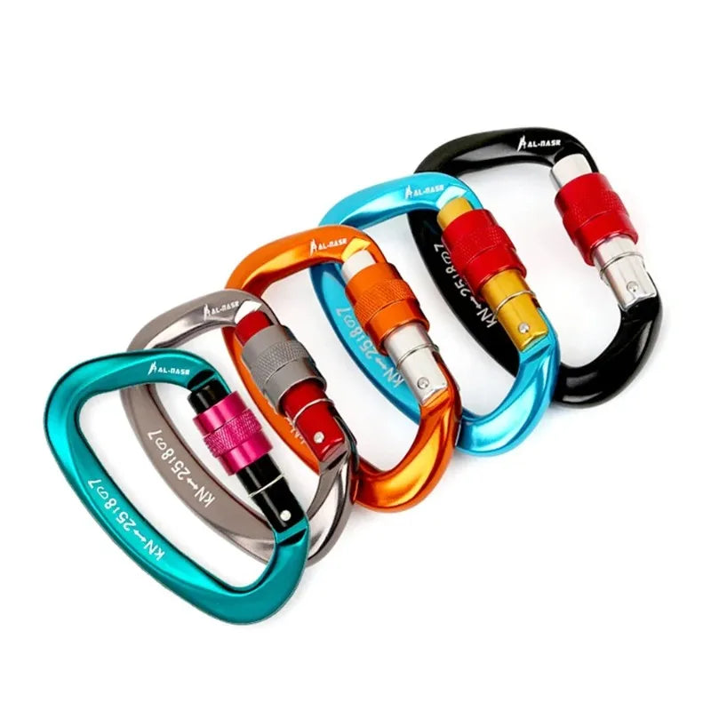 D-Shape Screw Lock Carabiner 25KN – Aluminum Climbing Buckle Climbing Carabiner Babs