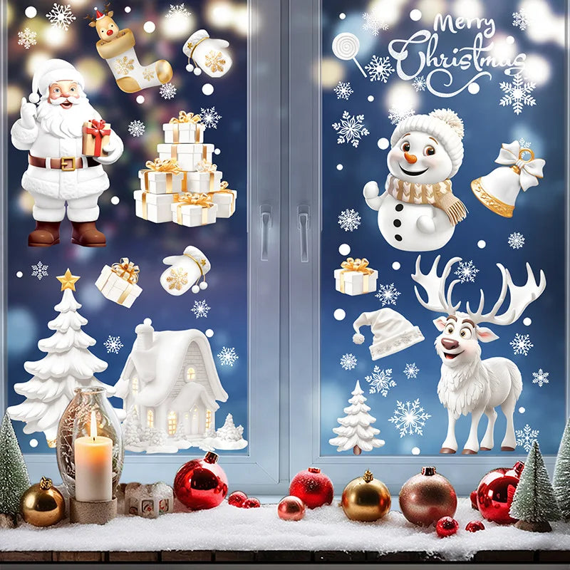 9-Piece Christmas Window Stickers – Santa, Tree & Snowflake Decals Holiday Window Decals Babs