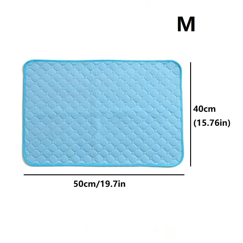 Summer Pet Cooling Mat for Cats & Dogs | Non-Slip Washable Pet Cooling Mat Babs Blue M