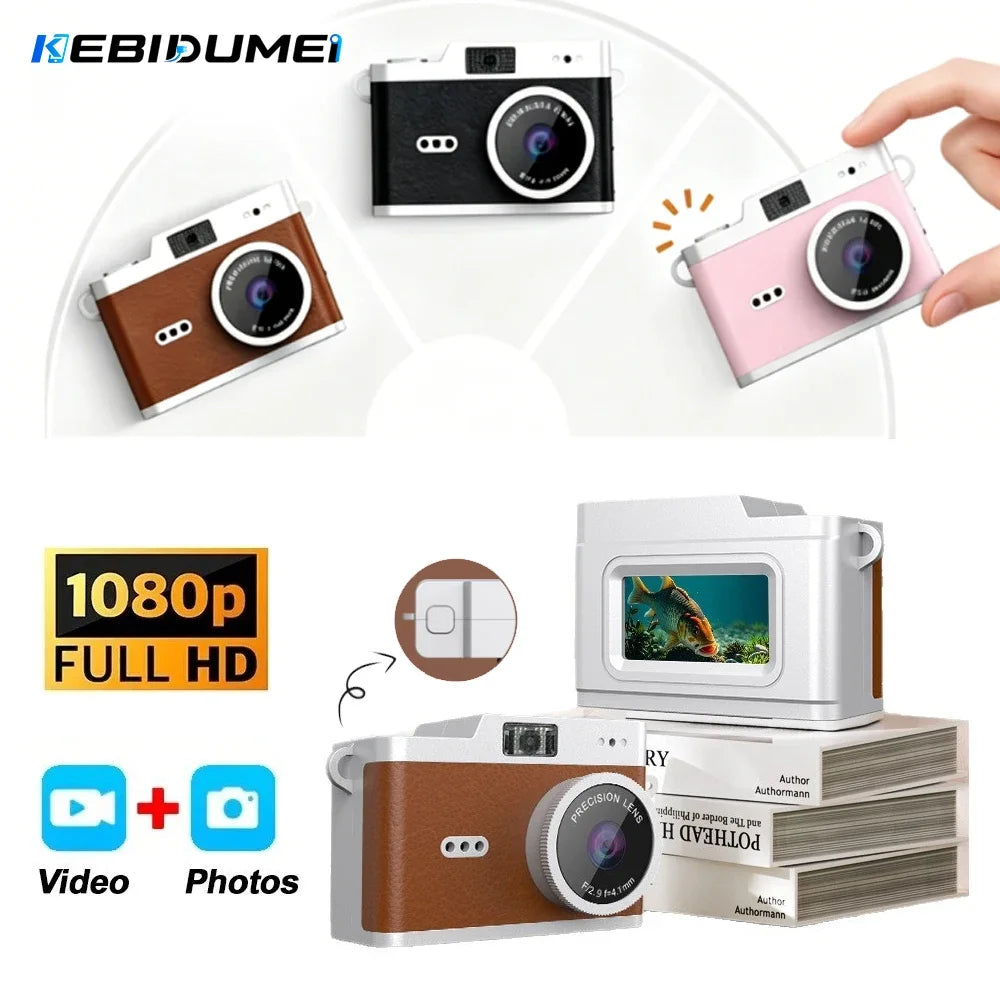 KEBIDUMEI 1080P Mini Retro Pocket Camera with LED Flashlight Mini Pocket Camera Babs