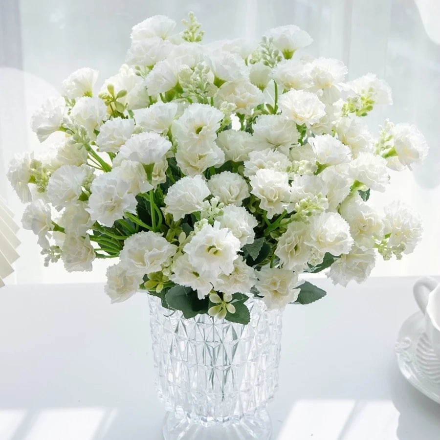 Artificial Silk Carnations – 15 Heads, Wedding & Home Floral Décor Artificial Flower Stems Babs