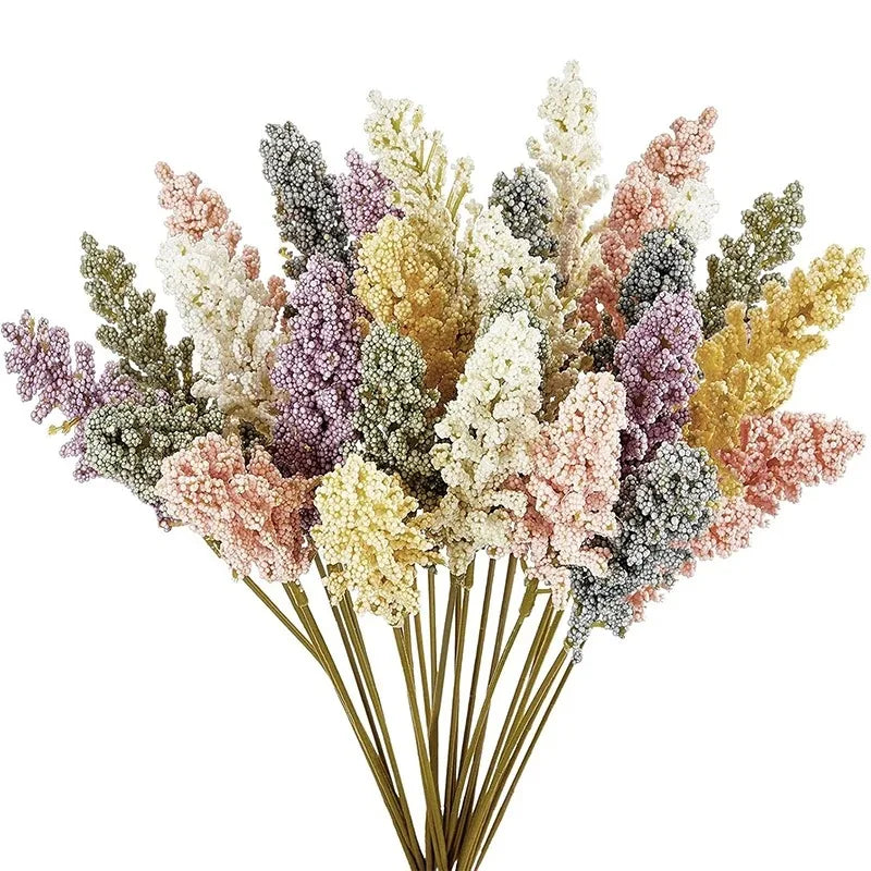 6-Piece Artificial Wheat Berry Spike Bouquet – Wedding Home Decor Artificial Floral Stems Babs