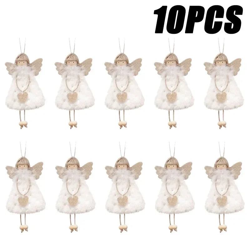 Christmas Angel Girl Doll Ornament – Festive Tree Hanging Decor Christmas Tree Ornament Babs White 10PCS