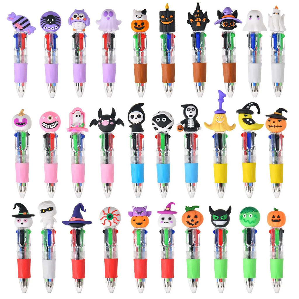 Halloween 4-in-1 Multicolor Ballpoint Pens – Pumpkin Bat Ghost Novelty Ballpoint Pens Babs