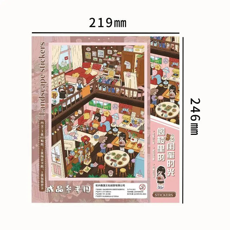 Kawaii 3D DIY Landscape Scene Stickers – Pocket Cabin Sticker Set DIY Craft Stickers Babs
