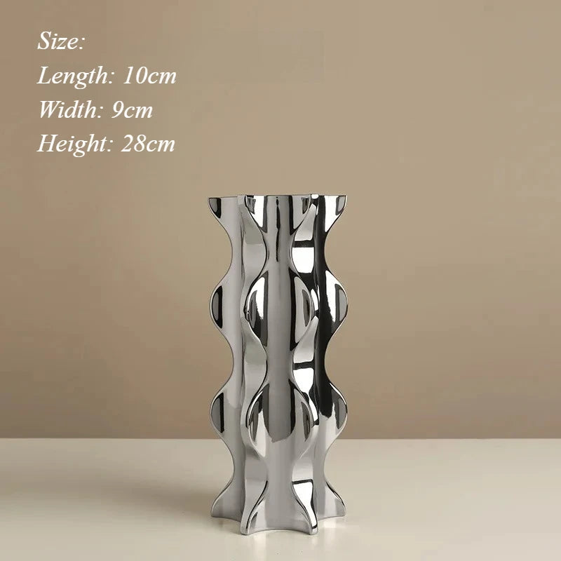 Nordic Silver Ceramic Vase | Modern Home Décor & Gift Idea Decorative Ceramic Vase Babs Alien Vase