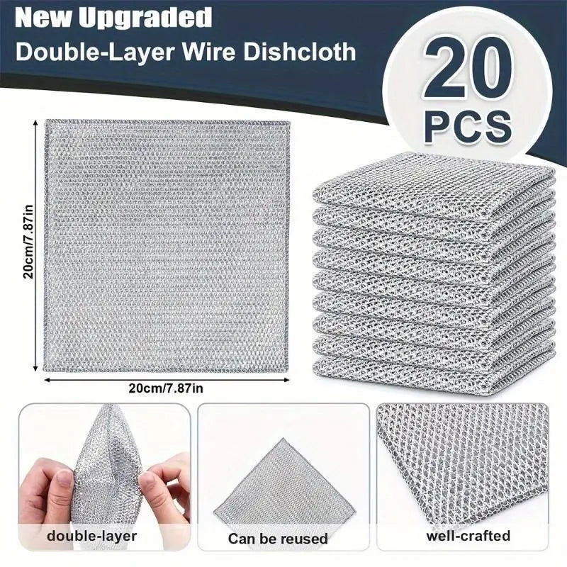 Steel Wire Magic Cleaning Cloths – Double-Layer Dish Scrubber Dish Scrubbing Cloth Babs