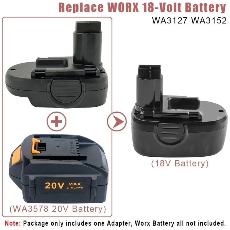 WA1820 Battery Adapter – Worx 20V Li-Ion to 18V NiMH Converter Battery Adapter Converter Babs