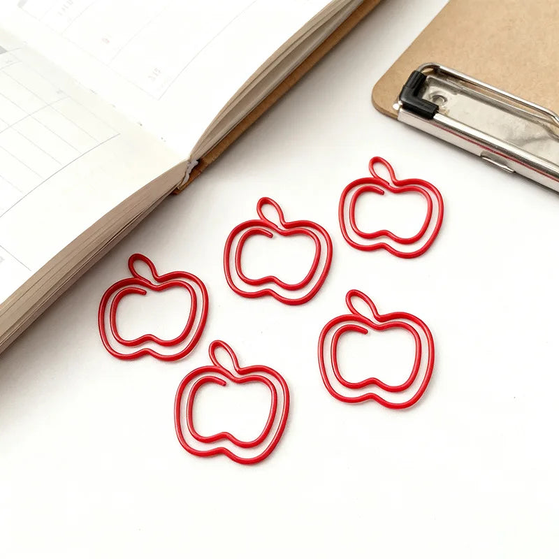 20pcs Apple Shaped Paper Clips – Cute Colored Binder Clips Shaped Paper Clips Babs