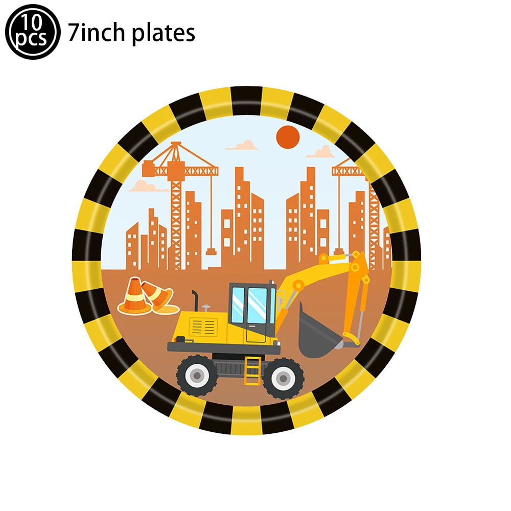 Construction Cake Toppers – Dump Truck & Excavator Party Decor Cake Toppers Babs Gold