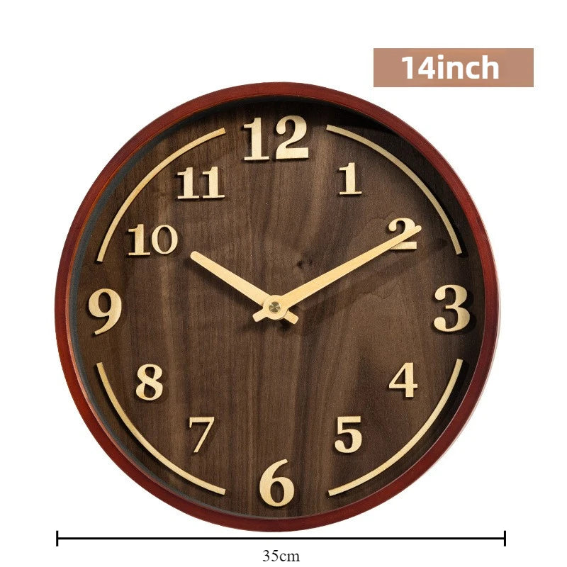 Vintage Wooden Wall Clock – Silent Quartz Round 30/35cm Wooden Wall Clock Babs 35CM