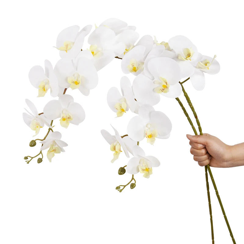 9-Head 100cm Artificial Moth Orchid Stem – Real Touch Fake Flowers Artificial Flower Stem Babs