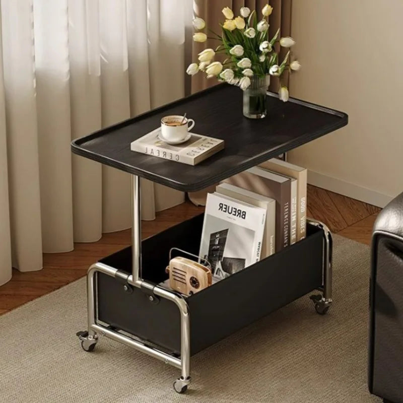 Nordic Wooden Coffee Table with Storage & Wheels | Modern Coffee Side Table Babs