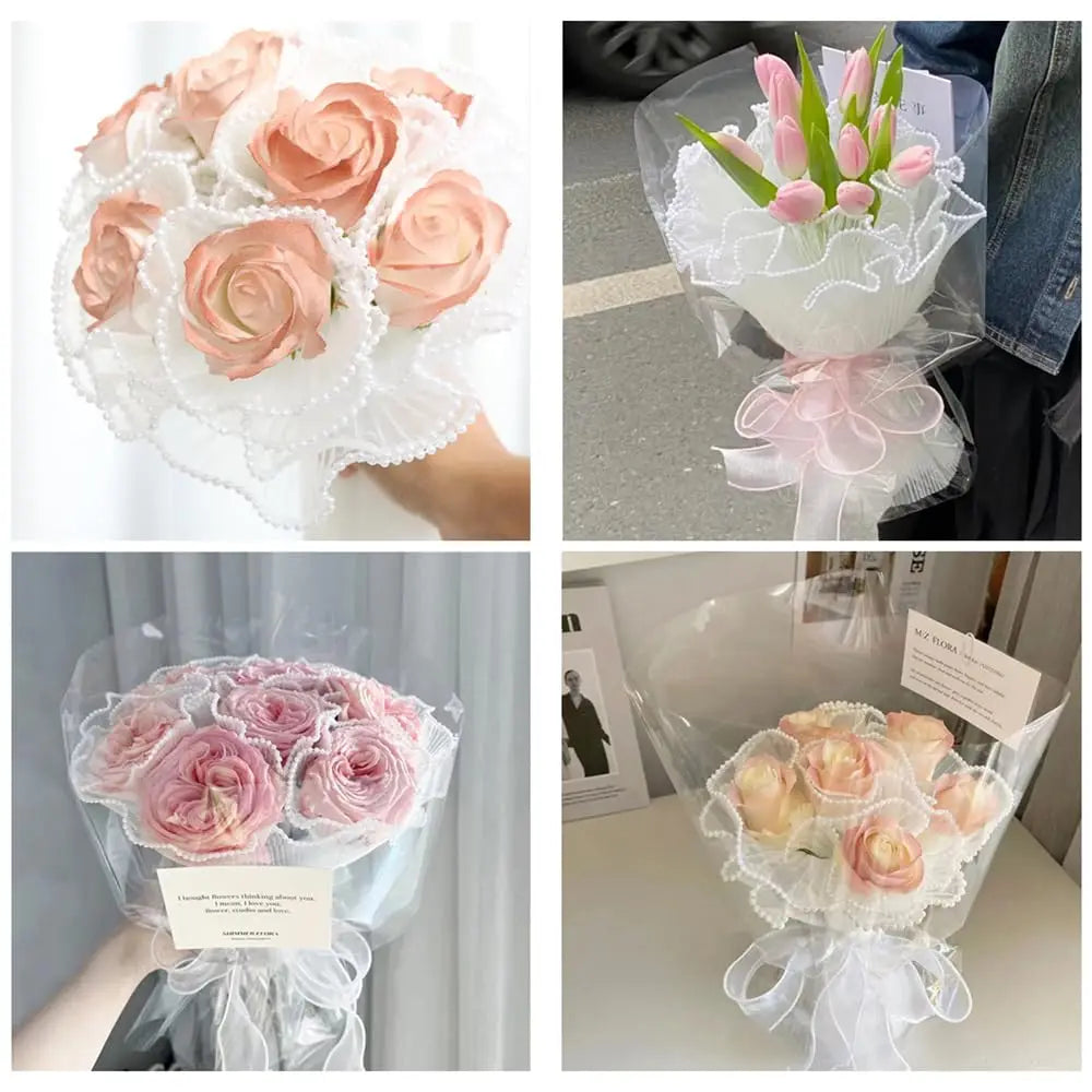 2-Pack Pearl Wave Yarn Flower Wrapping Paper | Wedding & Party Floral Wrapping Paper Babs