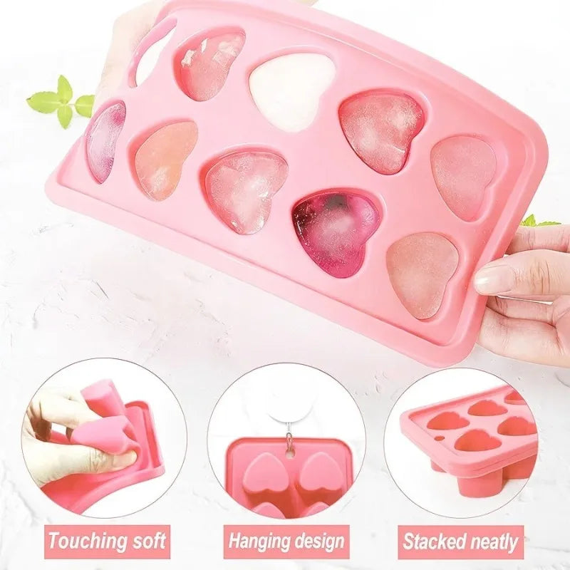 Heart-Shaped Silicone Ice Cube Mold – 10-Cavity DIY Tray Silicone Ice Mold Babs