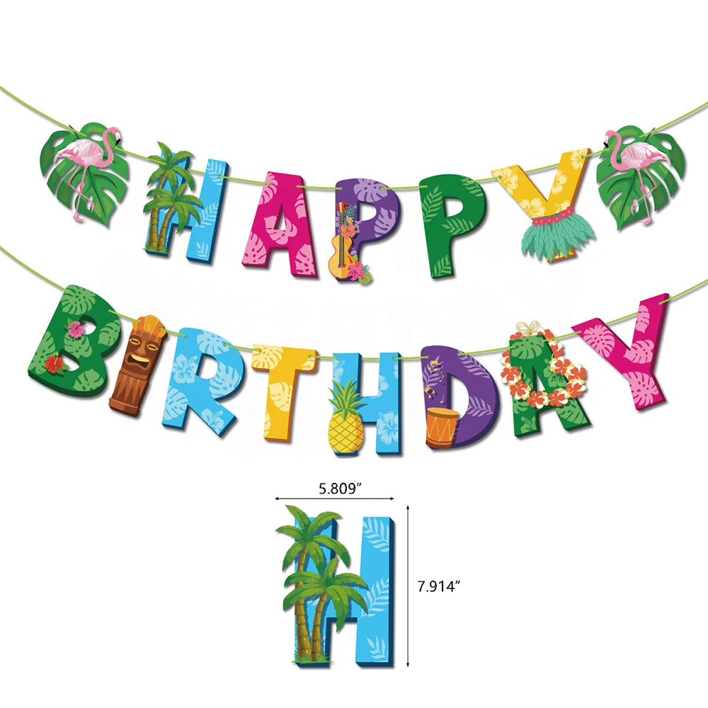 Hawaiian Party Supplies – Tableware, Banner & Photo Props Party Decoration Set Babs Burgundy