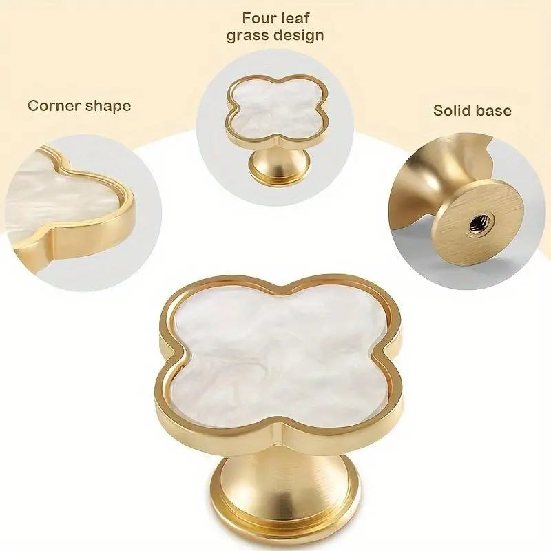 4-Pack Four Leaf Clover Cabinet Drawer Pull Handles – Zinc Alloy Cabinet Drawer Pulls Babs
