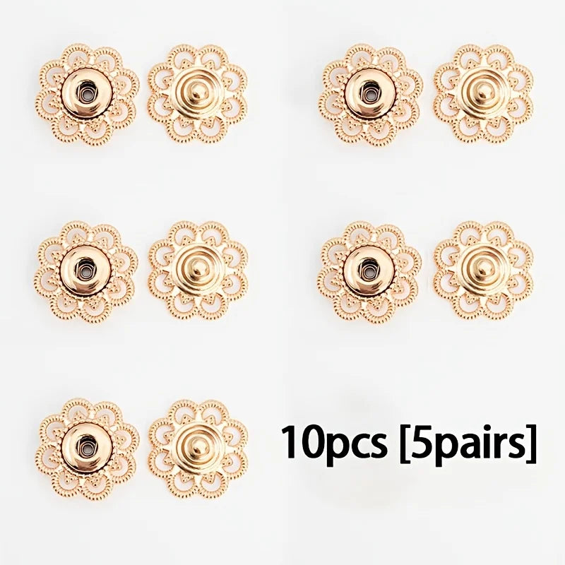 10PCS Metal Invisible Snap Buttons for Coats & DIY Sewing Sewing Snap Buttons Babs Gold 2.1CM
