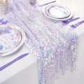Glitter Sequin Iridescent Table Runner – Boho Wedding & Party Sequin Table Runner Babs Purple 275x30cm