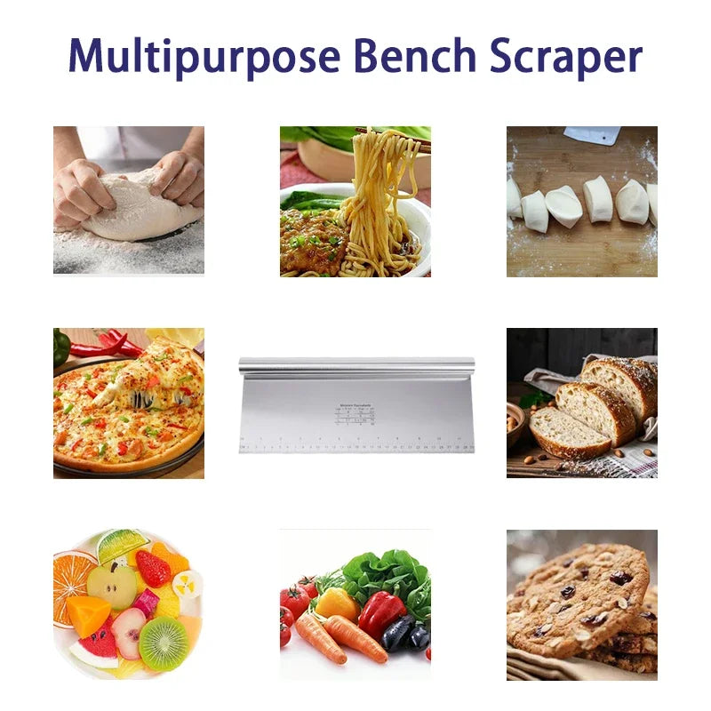 Stainless Steel Cake Scraper & Dough Cutter with Measuring Scale Dough Cutter & Scraper Babs