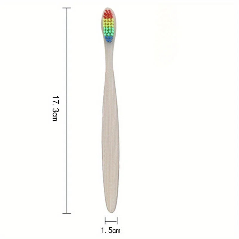 10-Pack Rainbow Bamboo Toothbrush Set – Soft Bristle, Eco-Friendly Bamboo Toothbrush Set Babs 10pcs