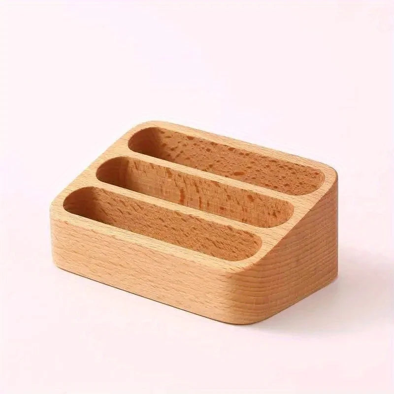 Wood Desktop Business Card Holder & Organizer Stand | Office Business Card Holder Babs YELLOW