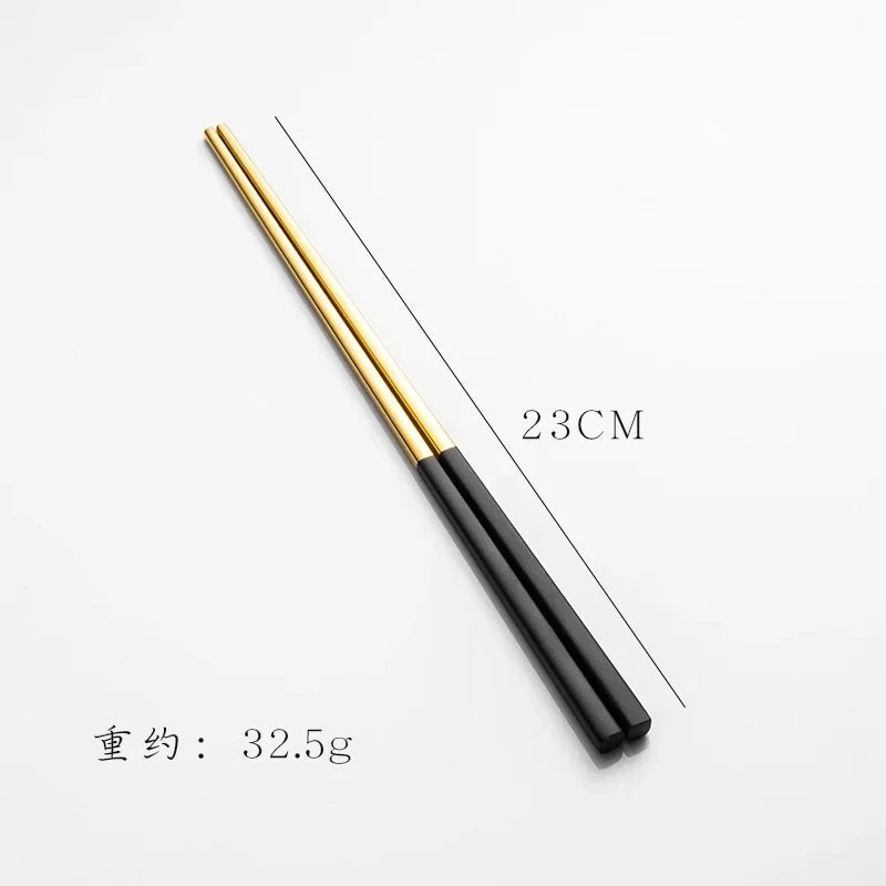 304 Stainless Steel Square Chopsticks – Gold, Rose & Colorful Stainless Steel Chopsticks Babs black gold