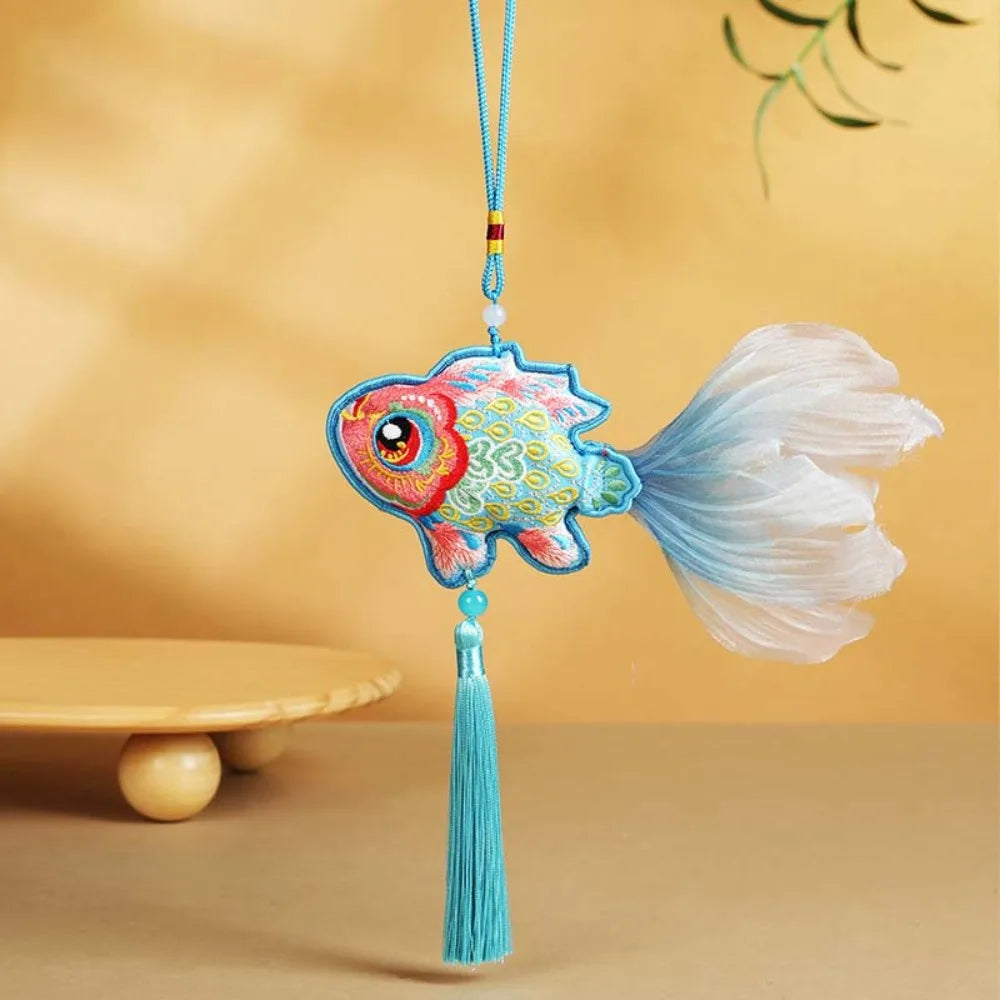 Koi Fish Tassel Pendant | Chinese New Year Good Fortune Decor Festive Tassel Pendant Babs Blue Without LED