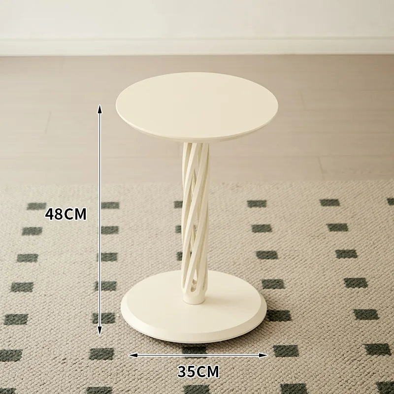 Modern Round Wooden Side Table – Minimalist Bedside Coffee Table Wooden Side Table Babs Off-white