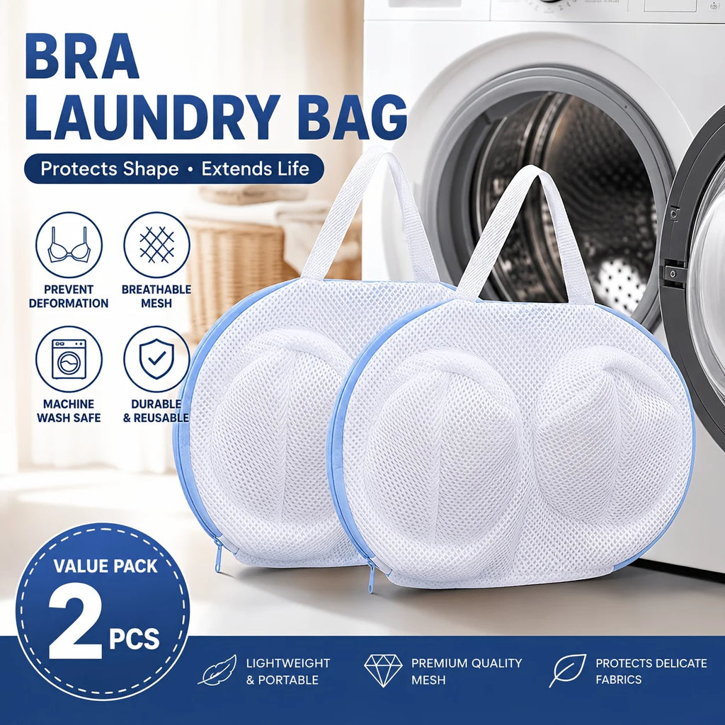 2PCS 3D Bra Laundry Bags – Anti-Deformation Mesh Zipper Mesh Laundry Bag Babs 2PCS