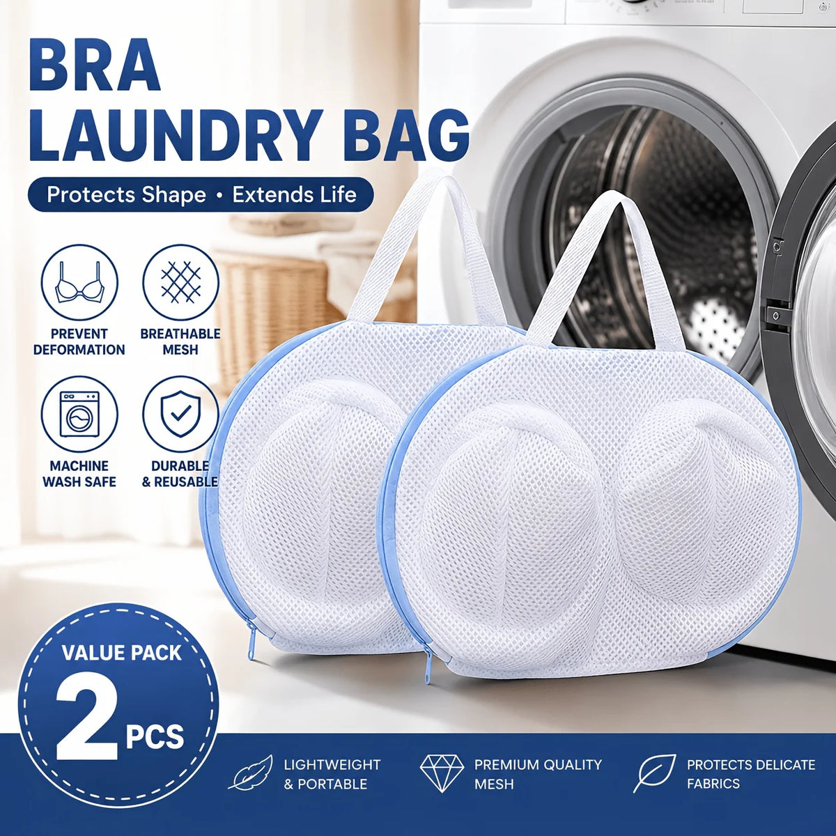 2PCS 3D Bra Laundry Bags – Anti-Deformation Mesh Zipper Mesh Laundry Bag Babs 2PCS