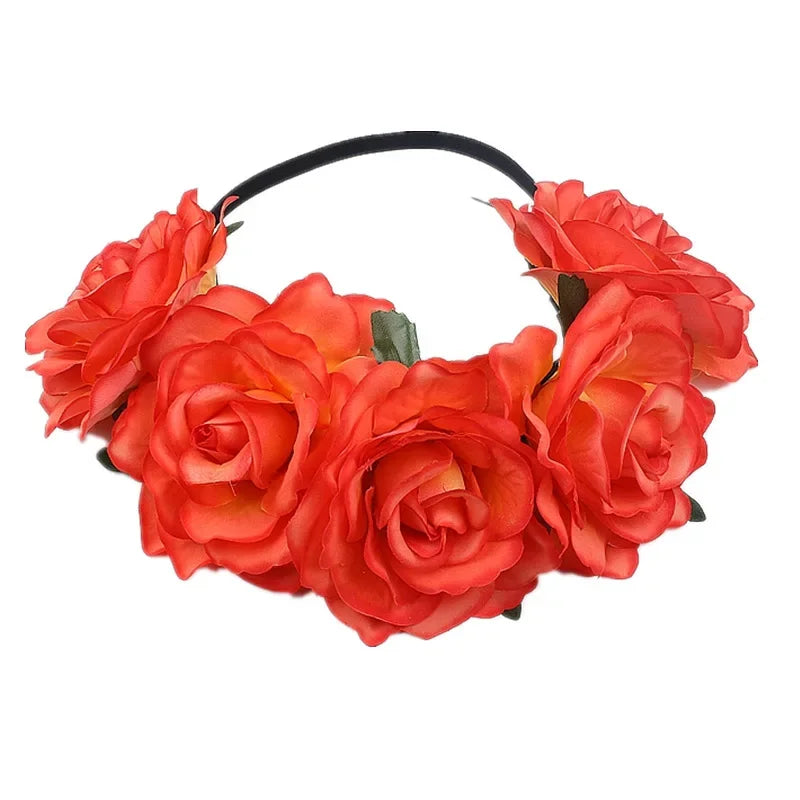 Rose Floral Wreath Crown Headband – Bridal & Party Hair Accessory Floral Hair Crown Babs 10