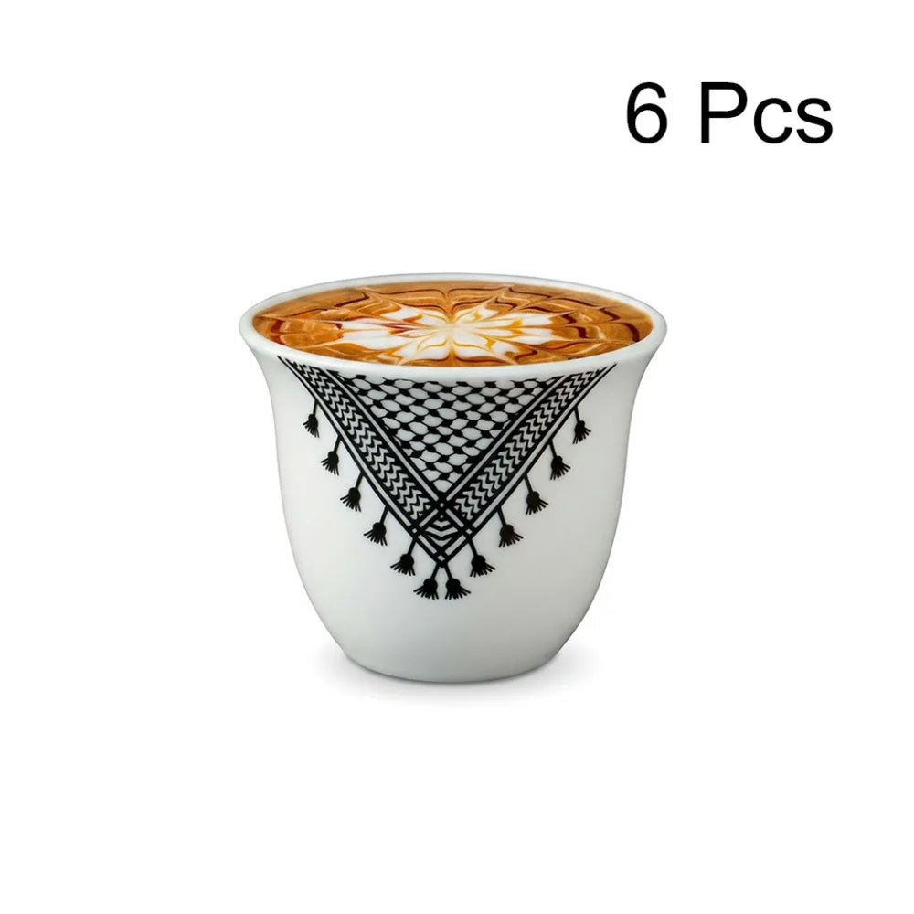 6-Piece Ceramic Turkish Coffee Cup Set – 70ml Vintage Style Ceramic Coffee Cup Set Babs 6 Pcs