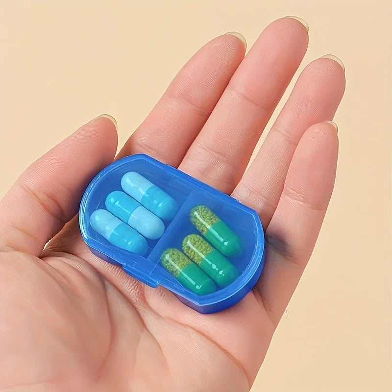 2-Grid Mini Portable Pill Box – Transparent, Waterproof Sealed Pill Organizer Box Babs