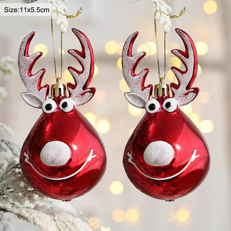 2pcs Elk Christmas Ball Ornaments – Xmas Tree Hanging Baubles Christmas Tree Ornaments Babs 2Pcs B Other