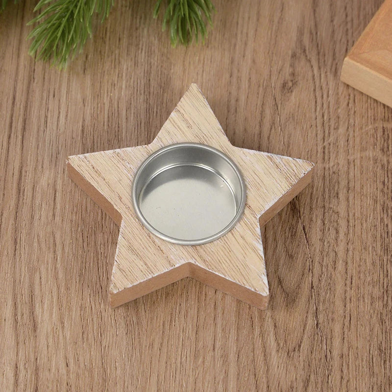 Christmas Wooden Candle Holder – Snowflake Xmas Tree Décor Wooden Candle Holder Babs Star