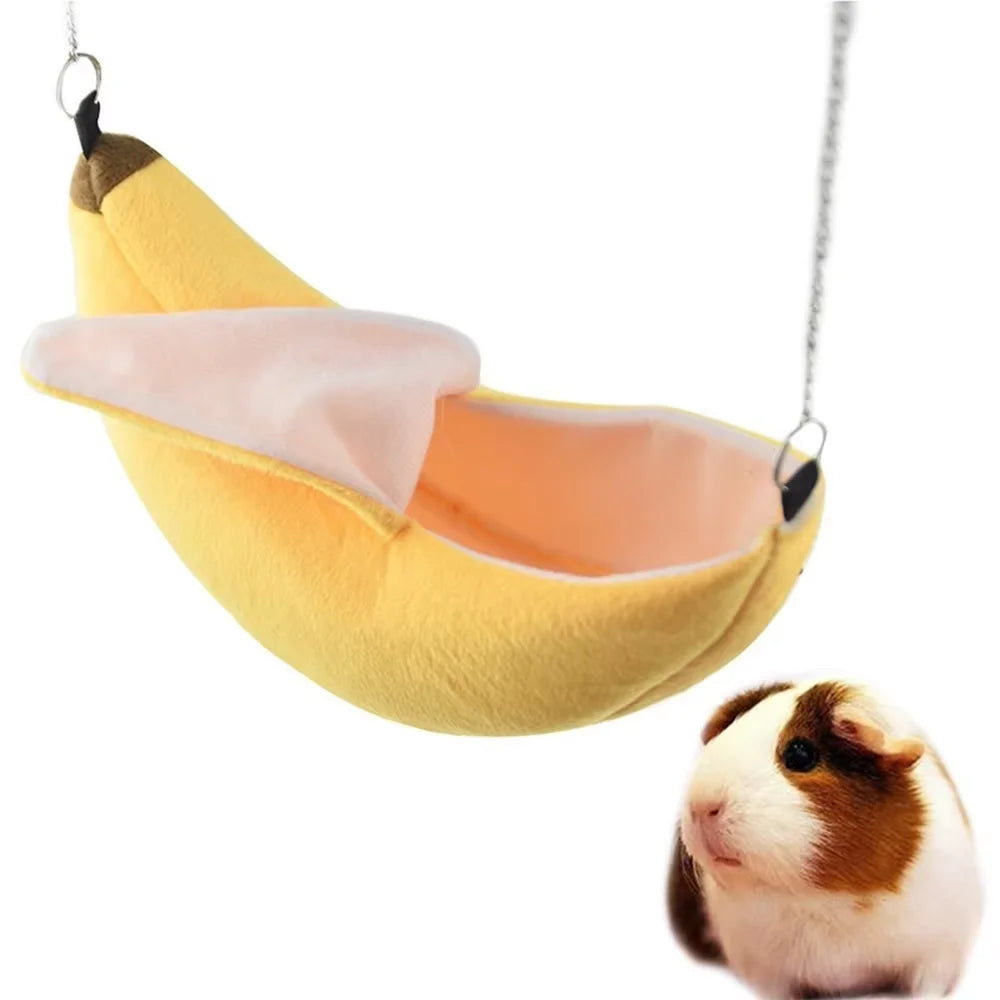 Banana Shape Hamster Cotton Nest Hammock & Bunk Bed Small Pet Hammock Nest Babs yellow 20cm by 6.5cm
