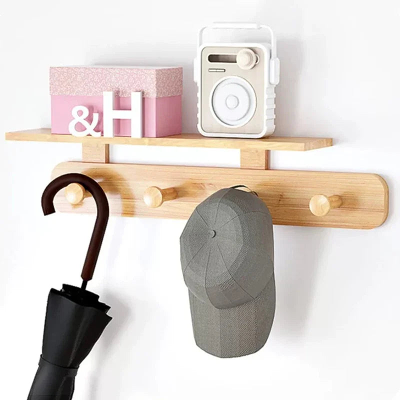 Wall Mounted Wood Coat Rack 8 Hooks – Modern Pine Organizer Wall Mounted Coat Rack Babs