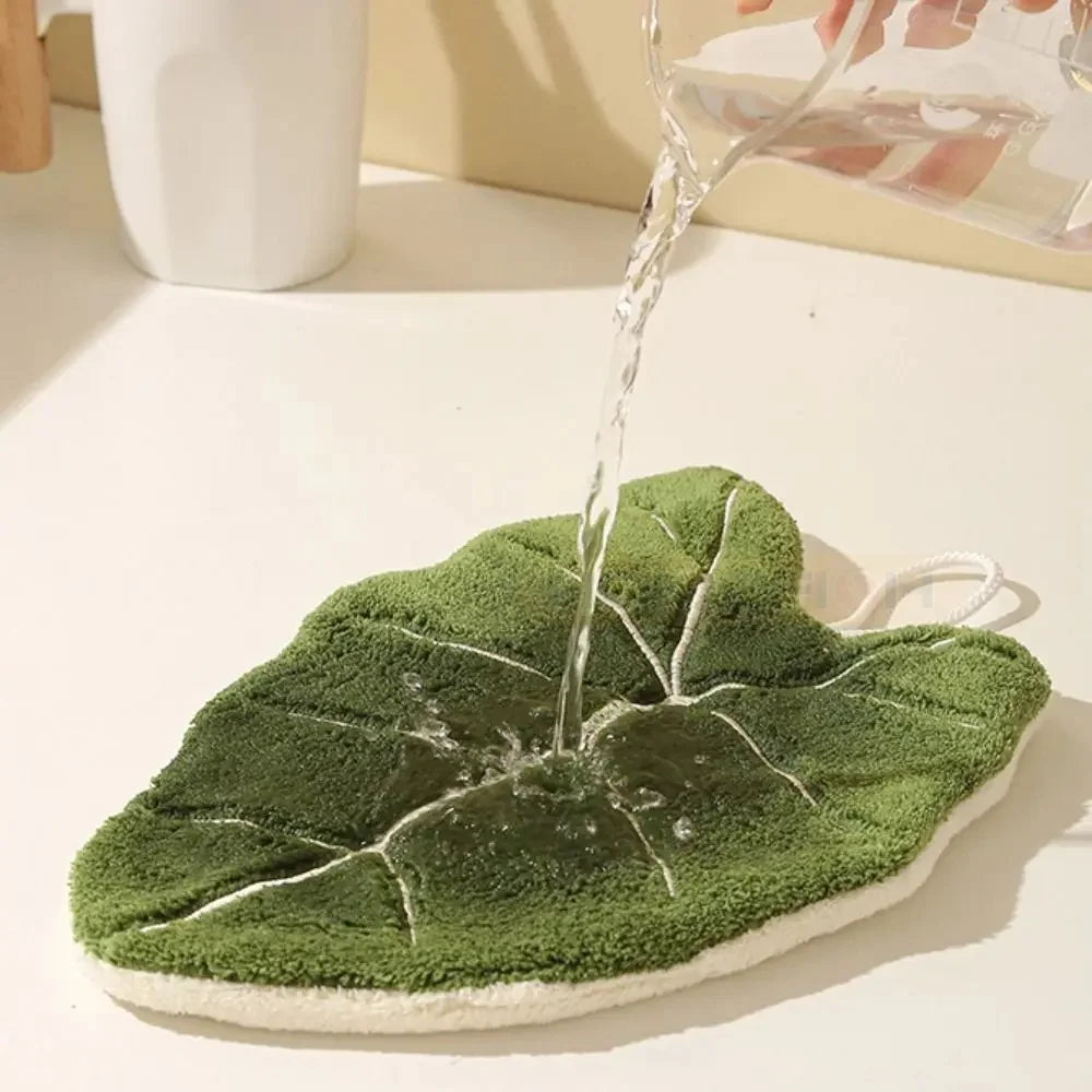 Double-Layer Leaf Hand Towel – Quick-Dry Hanging Cloth Hanging Hand Towel Babs
