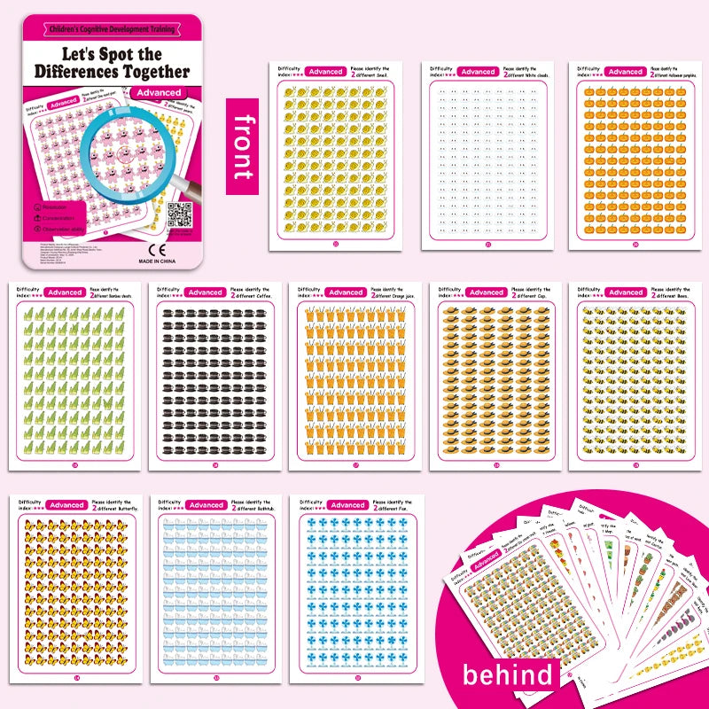 Find the Differences Reusable Erasable Kids Focus Game Cards Educational Game Cards Babs advanced