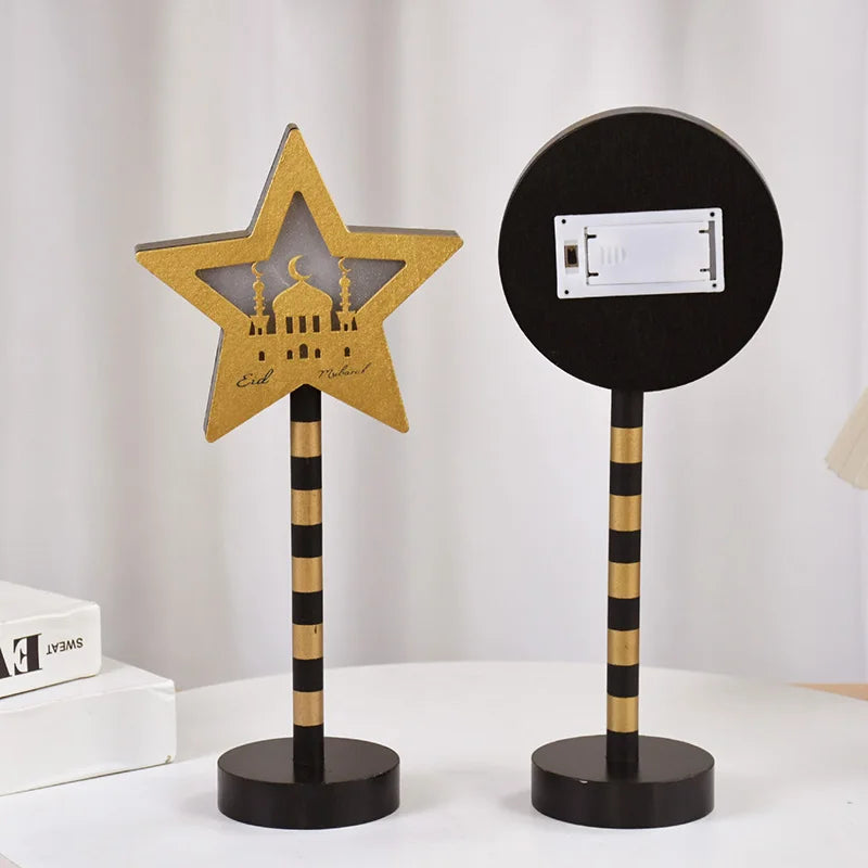 Ramadan Moon Star LED Wooden Lamp – Eid Mubarak Table Décor LED Table Lamp Babs