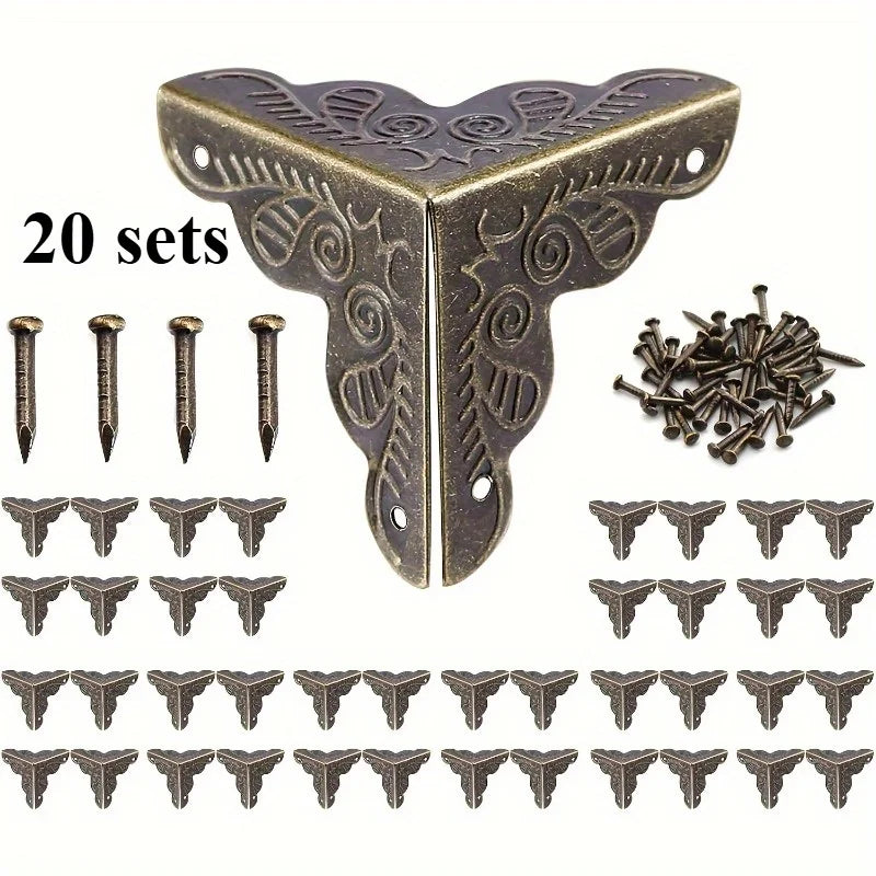 20 Sets Bronze Metal Corner Protectors + 160 Nails – Edge Guards Metal Corner Protectors Babs 20 sets