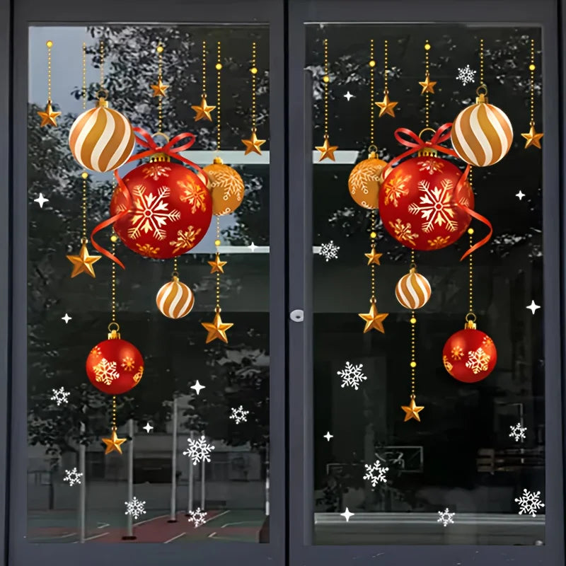 Christmas Window Stickers – Balls, Stars & Snowflakes | 2 Sheets Holiday Window Stickers Babs 2 sheets