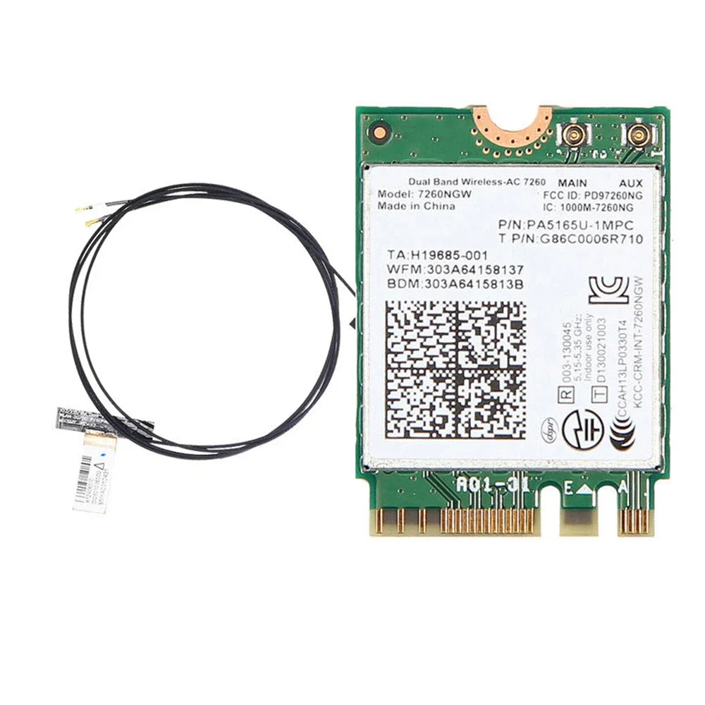 M.2 WiFi Card 7260NGW 1200Mbps Dual Band BT4.0 for Laptop PC Wireless Network Card Babs Internal Antenna
