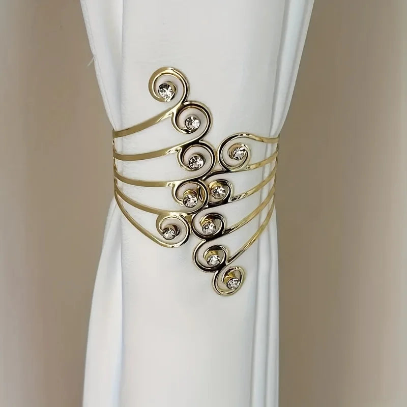 Rhinestone Alloy Curtain Buckles – Elegant Tie Backs, Set of 2 Curtain Tie Backs Babs