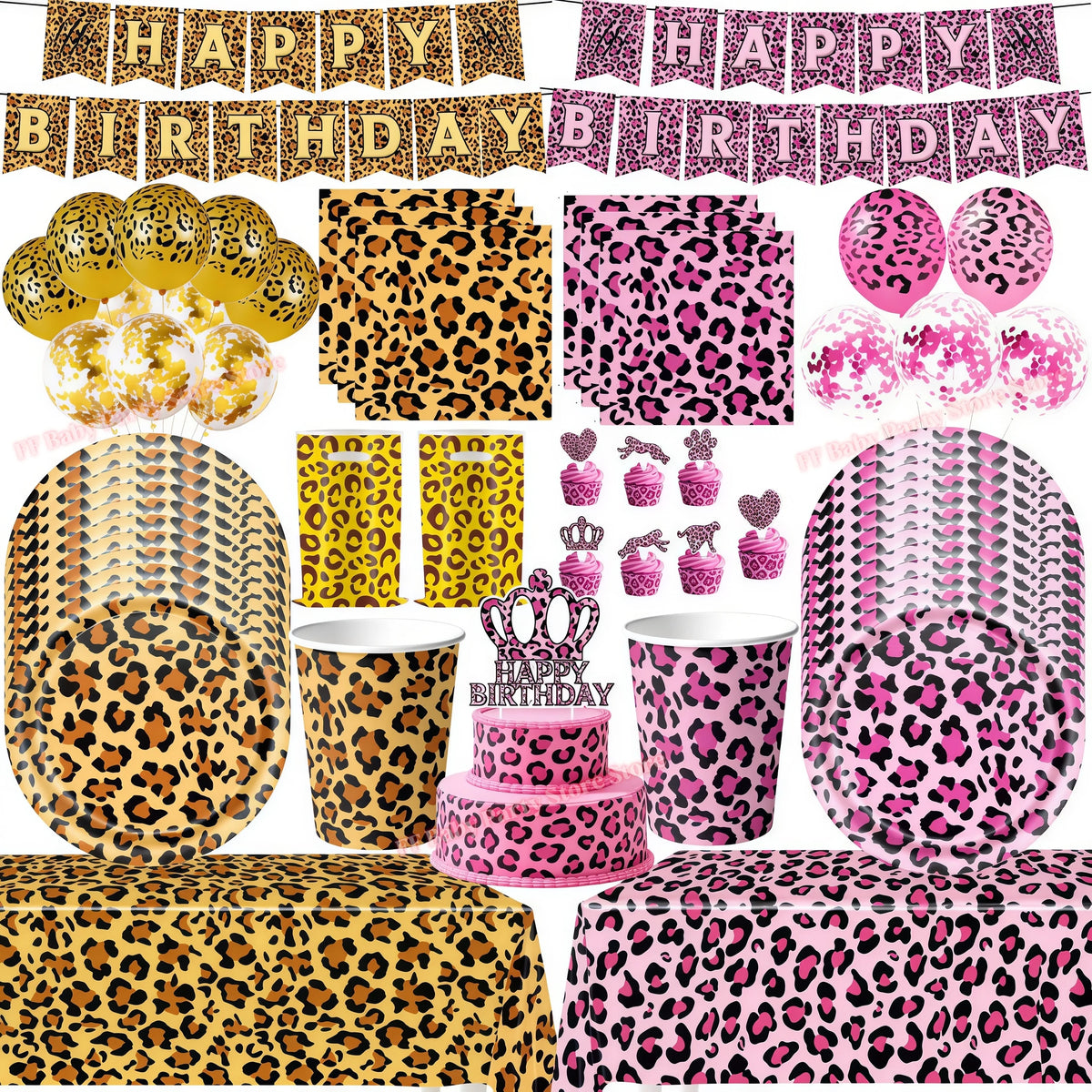 Leopard Print Birthday Party Supplies – Plates, Cups & Decor Party Decoration Set Babs